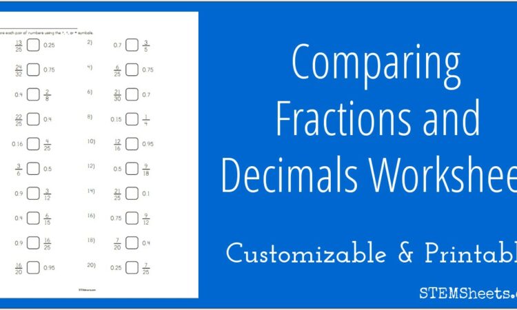 Worksheet Comparing Fractions And Decimals