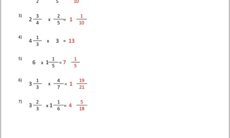 Worksheet Dividing Fractions And Mixed Numbers