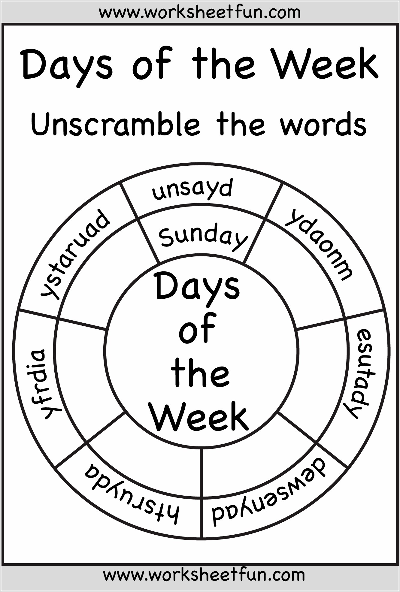 Worksheet English Days Of The Week