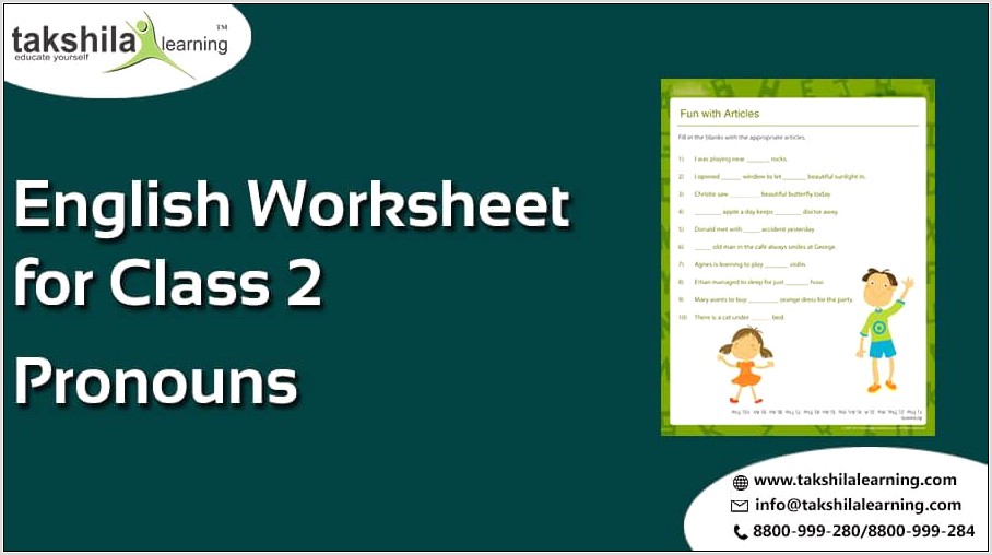 Worksheet English For Class 2