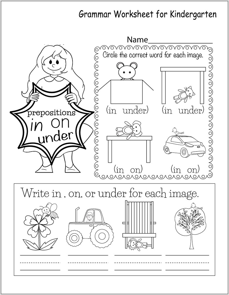 Worksheet English For Kindergarten