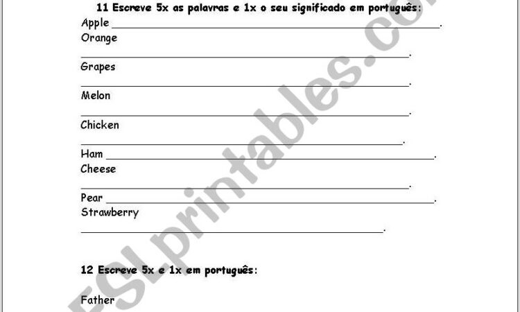 Worksheet English Primary School