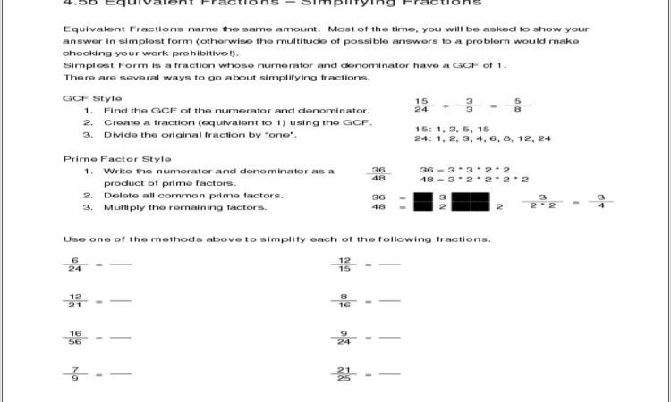 Worksheet Equivalent Fractions 4th Grade