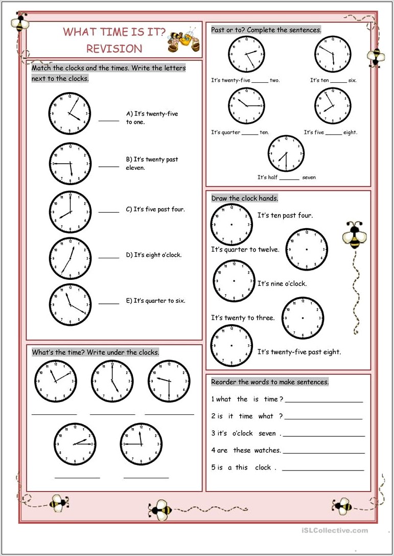 Worksheet Esl What Time Is It