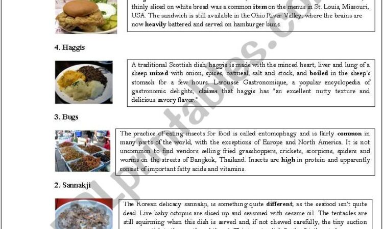 Worksheet Food Around The World