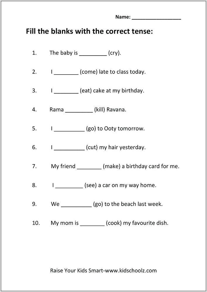 Worksheet For Class 5 English Grammar