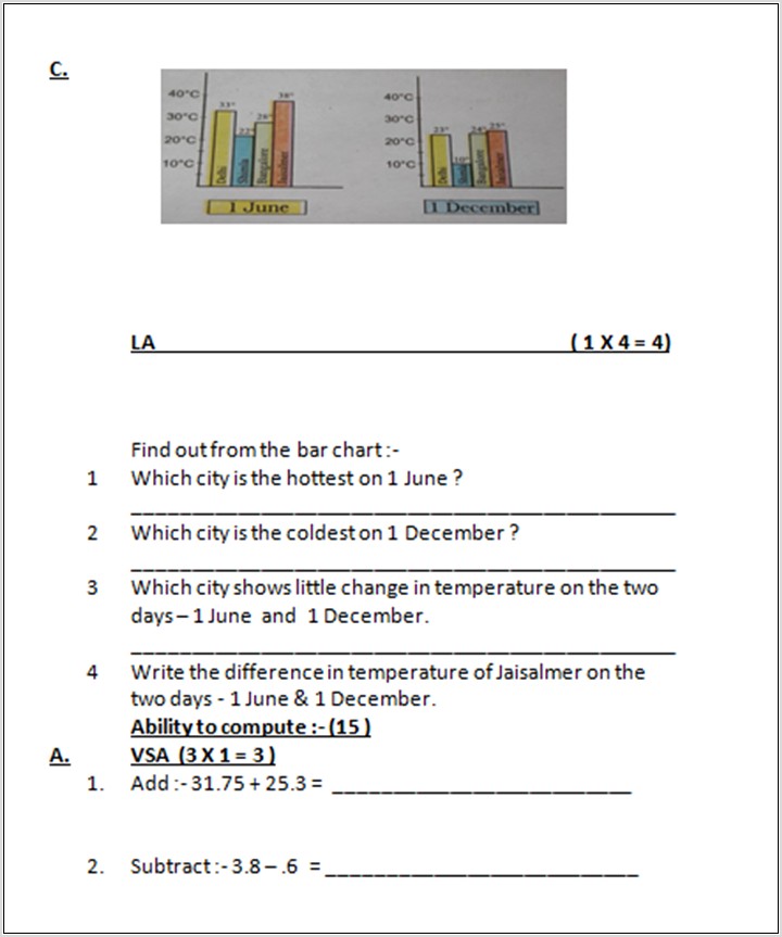 Worksheet For Class 5 Kv