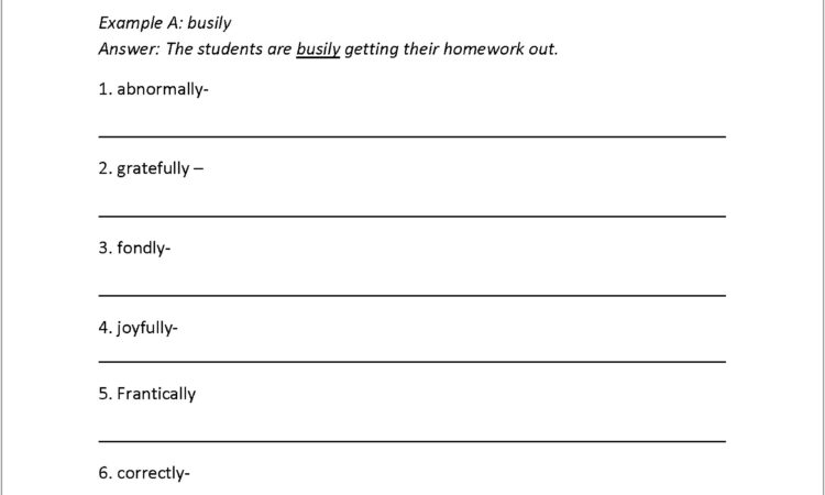 Worksheet For Grade 5 On Adverbs