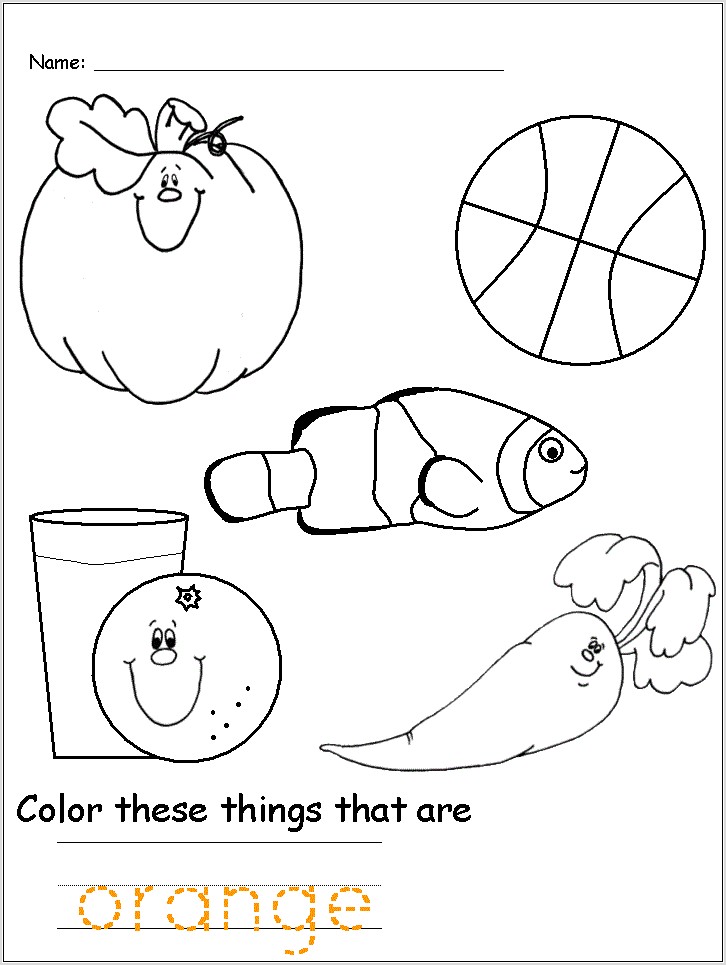 Worksheet For Kindergarten Colors