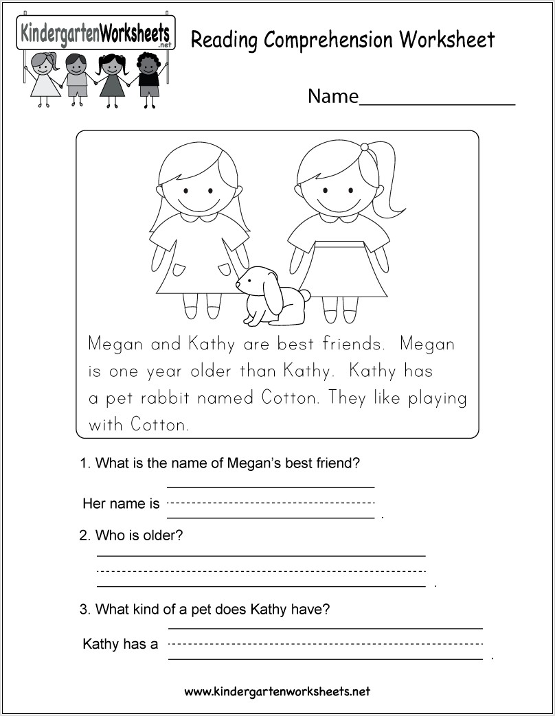 Worksheet For Kindergarten Reading