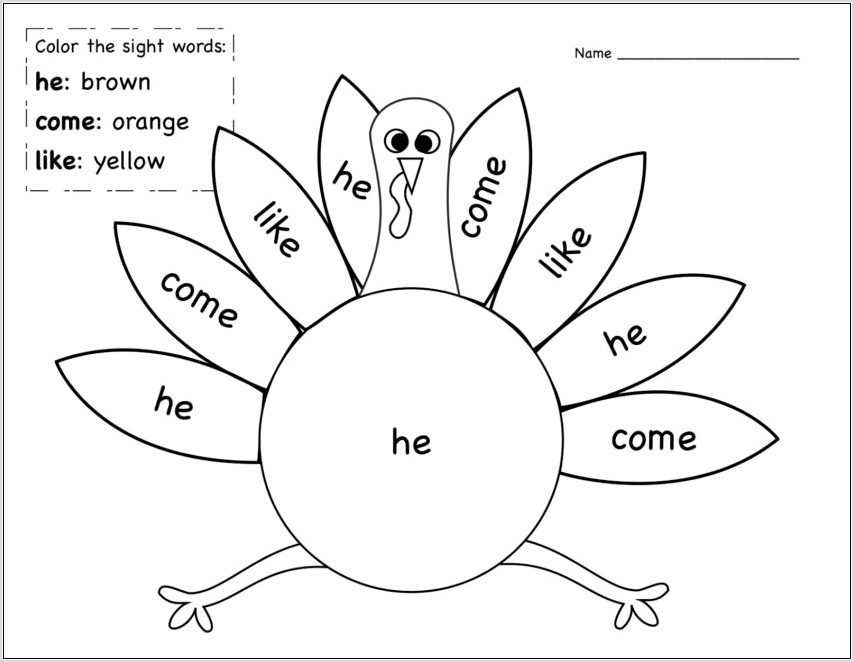 Worksheet For Sight Word Play