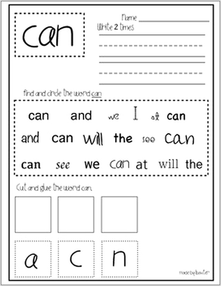Worksheet For Sight Word You