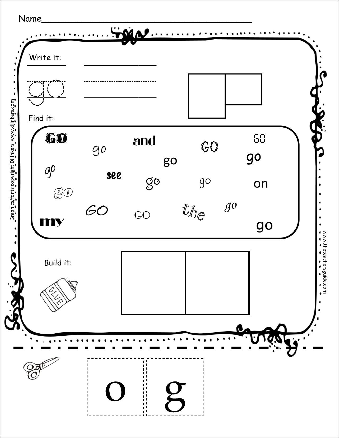 Worksheet For The Sight Word Go