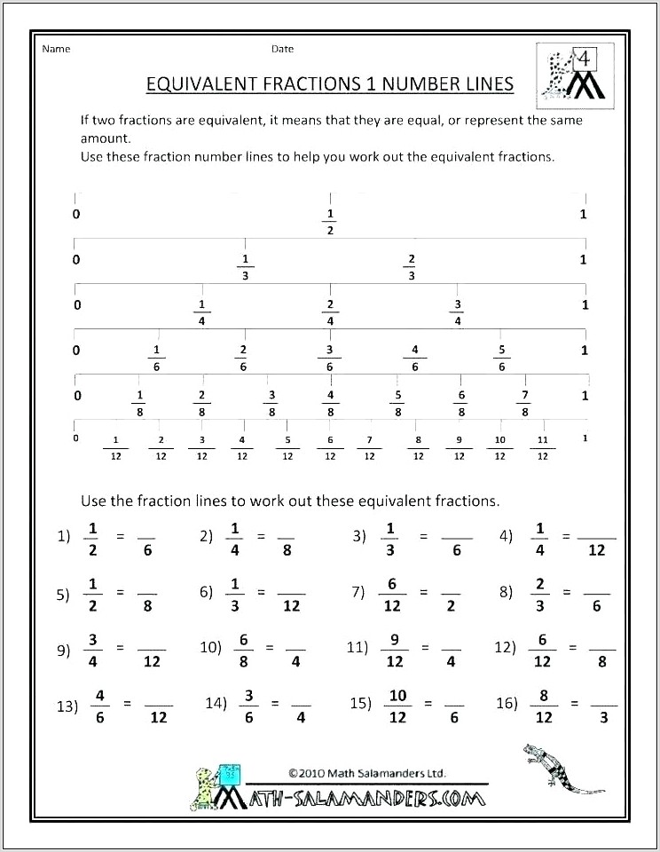 Worksheet Fractions Grade 4