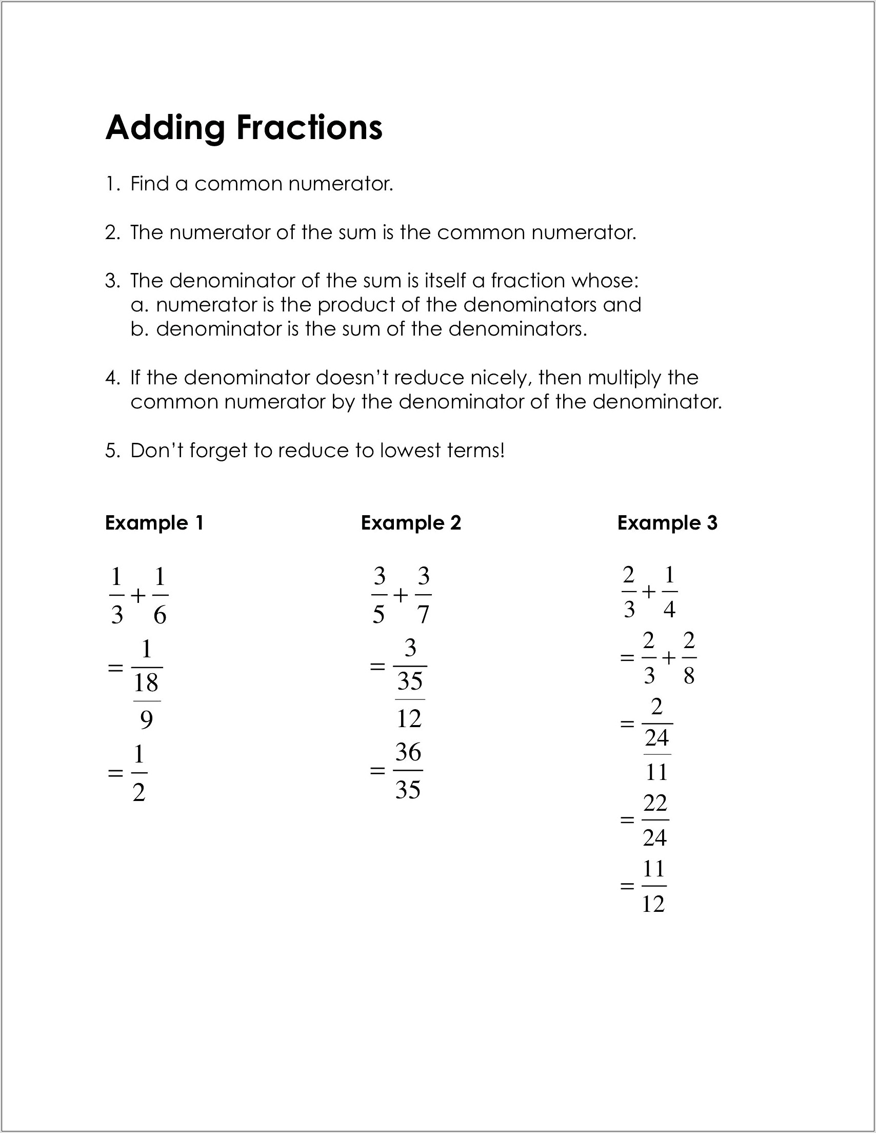 Worksheet Fractions In Lowest Terms
