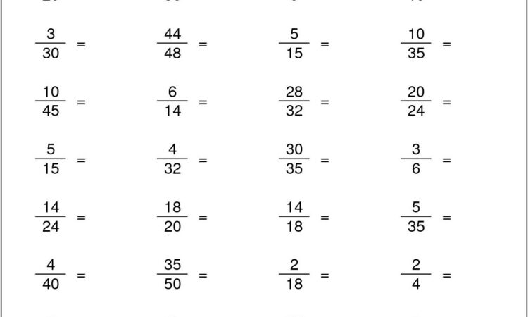 Worksheet Fractions Lowest Terms