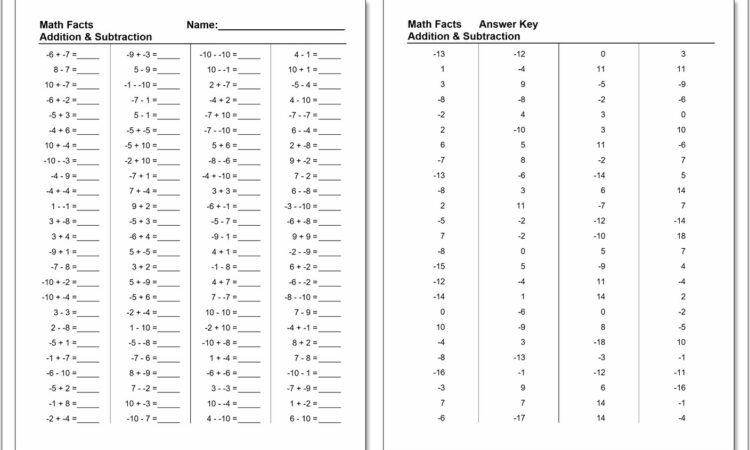 Worksheet Generator Math Facts