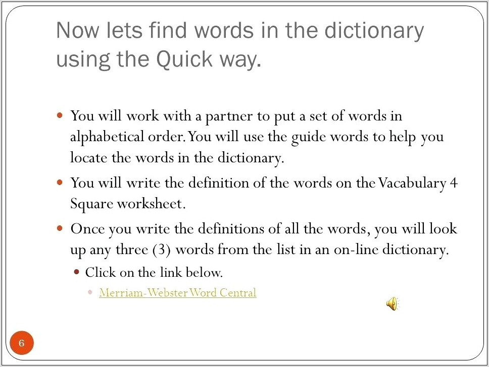Worksheet Guide Words Dictionary