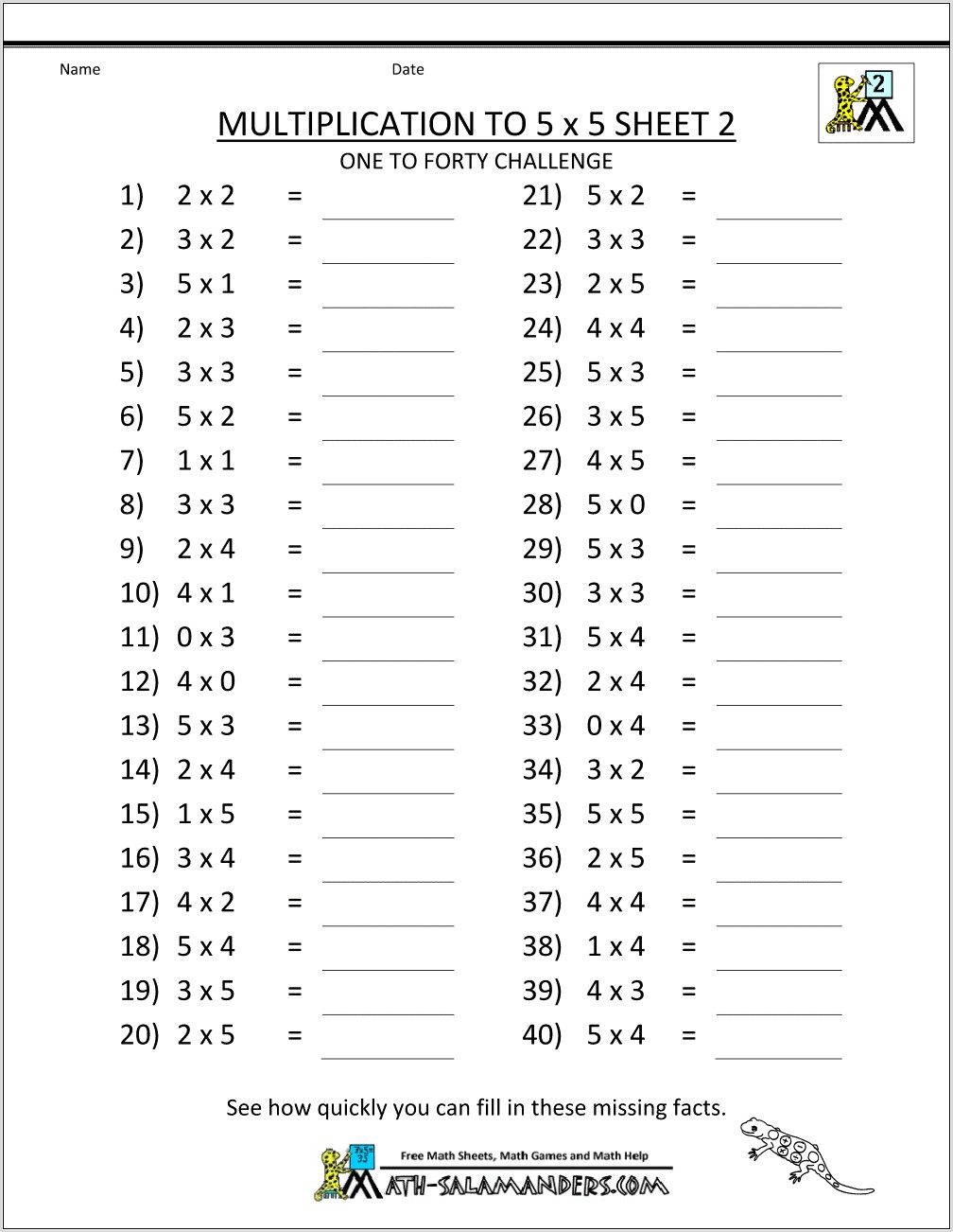 Worksheet In Multiplication For Grade 2