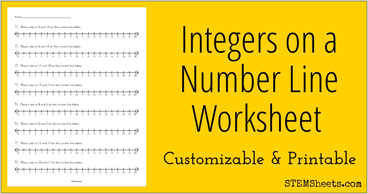 Worksheet Integers Number Line