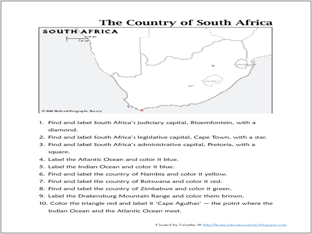 Worksheet Map Of Africa
