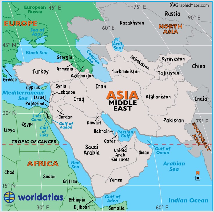 Worksheet Map Of Middle East