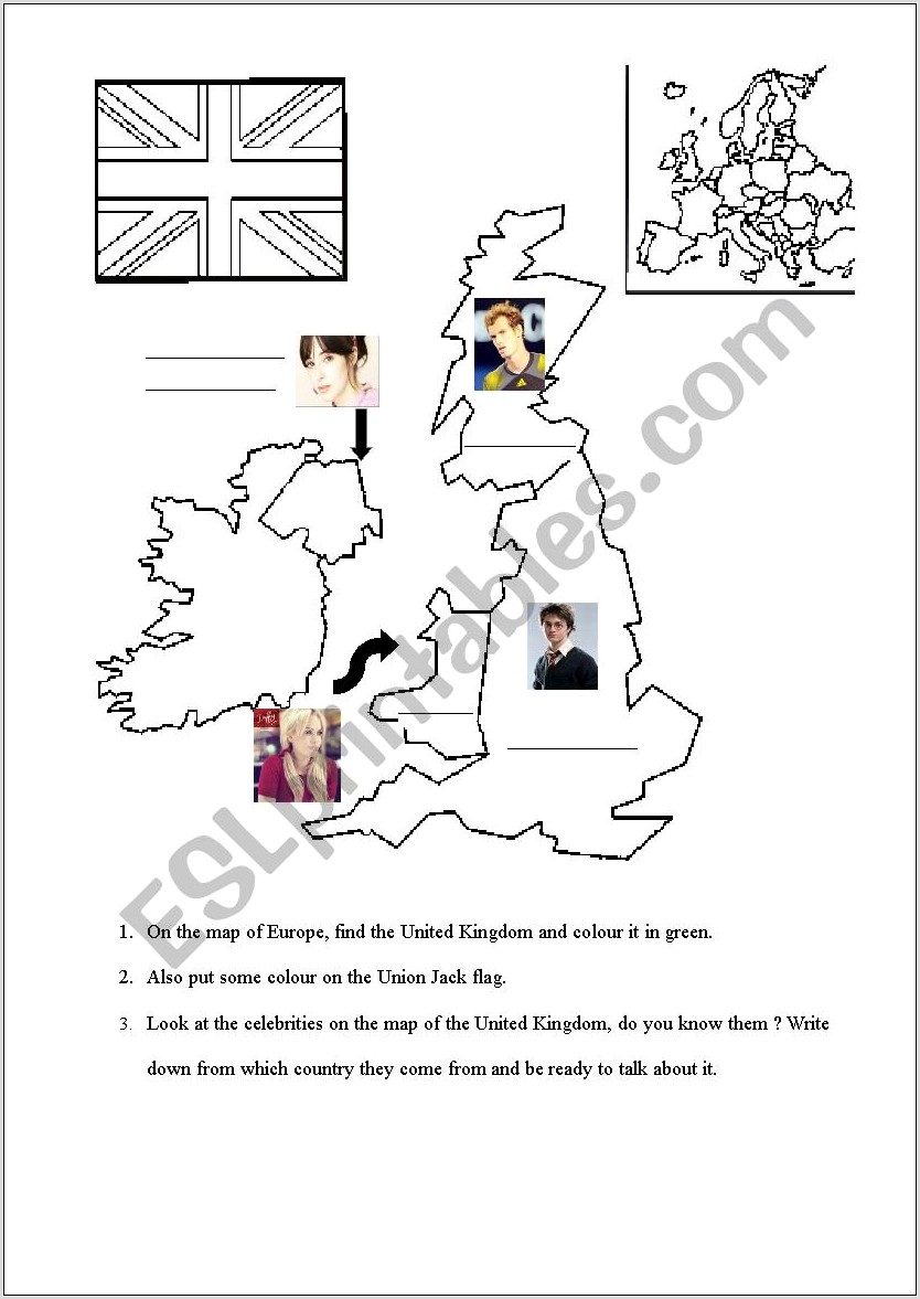 Worksheet Map Of The Uk