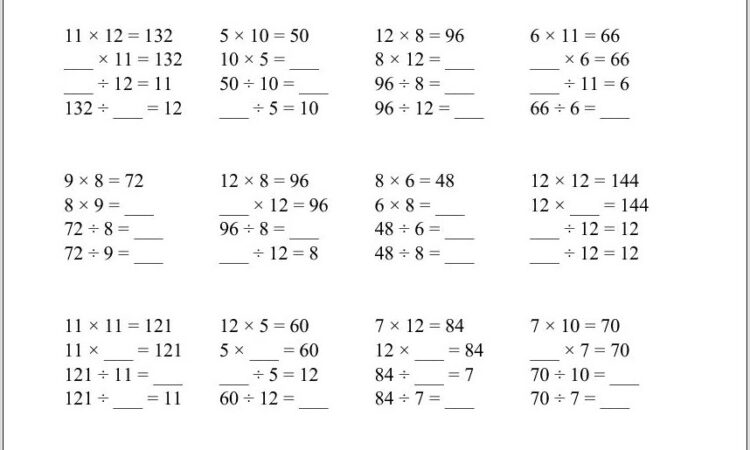 Worksheet Multiplication And Division Grade 2