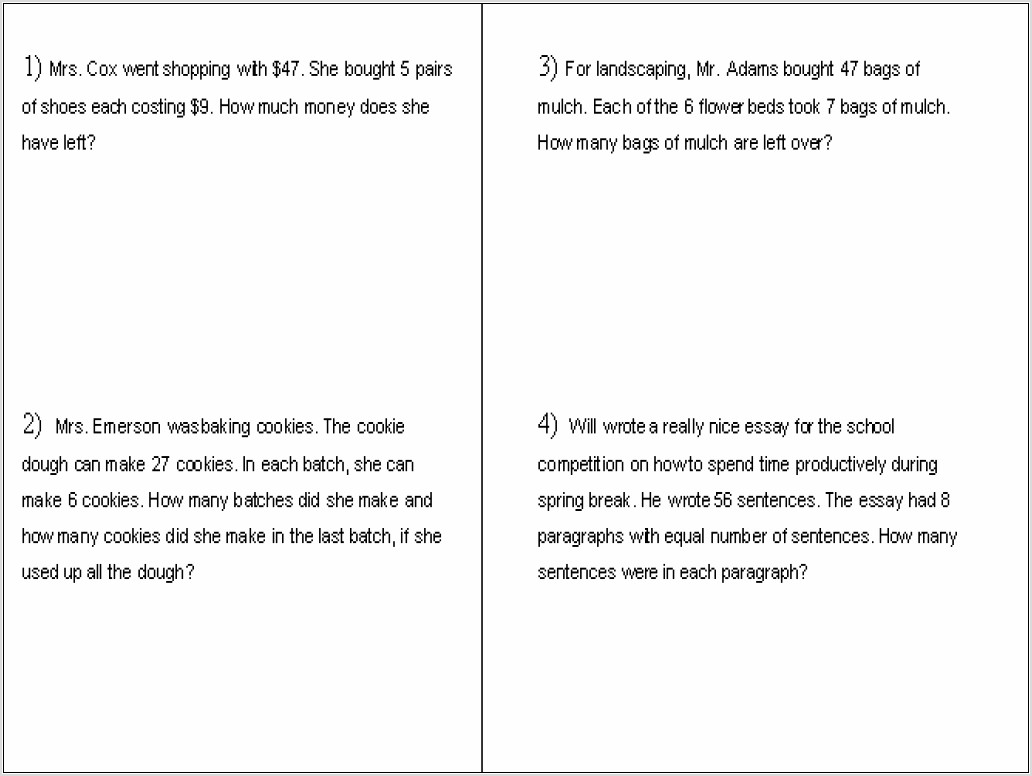 Worksheet Multiplication Division Word Problems