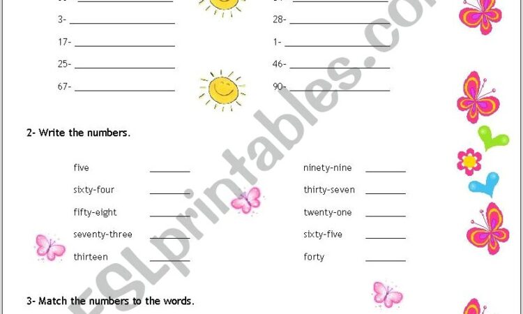 Worksheet Numbers 1 100