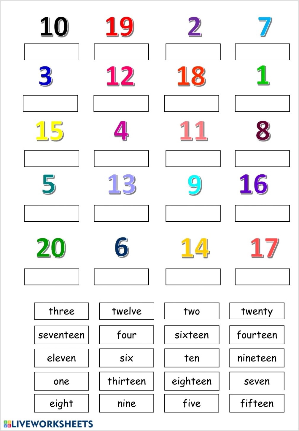 Worksheet Numbers 1 20