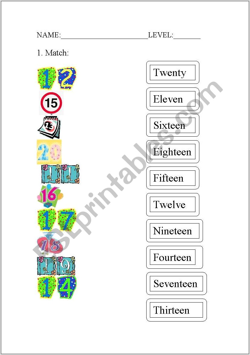 Worksheet Numbers 11 To 20