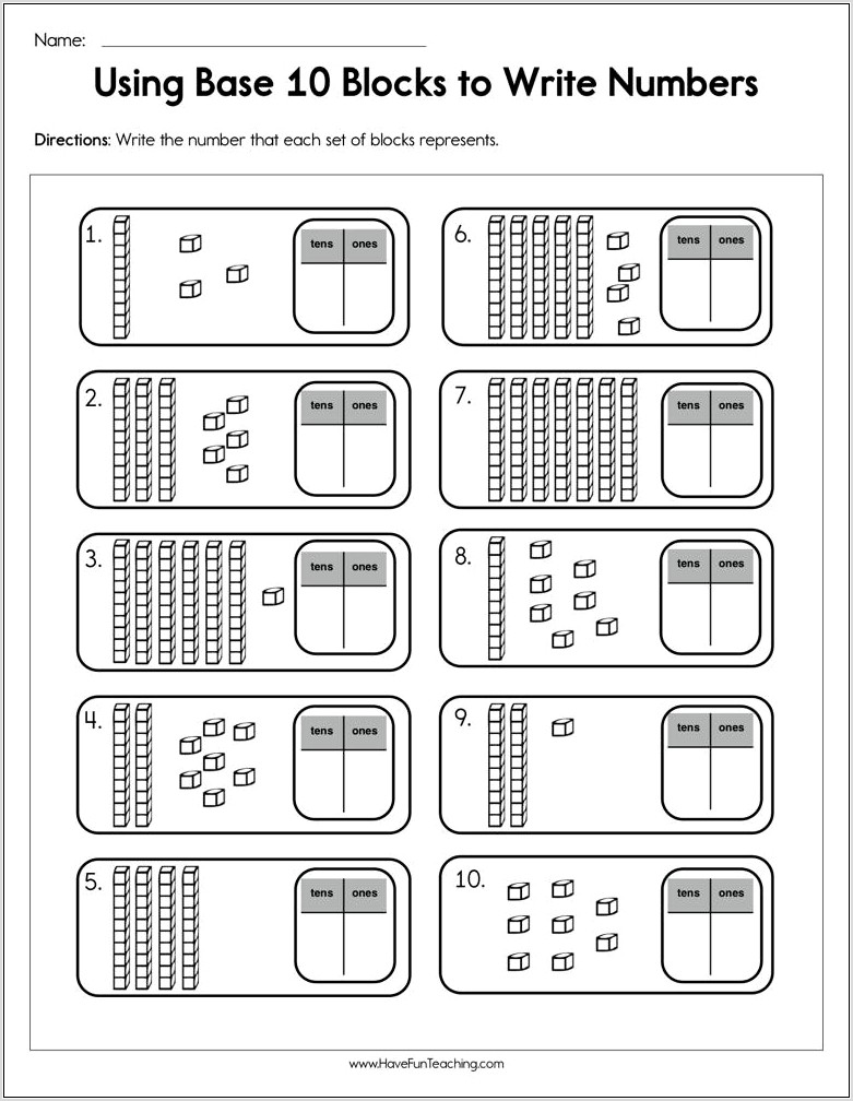 Worksheet Numbers To 10