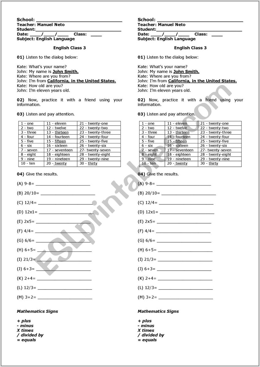 Worksheet Numbers To 30