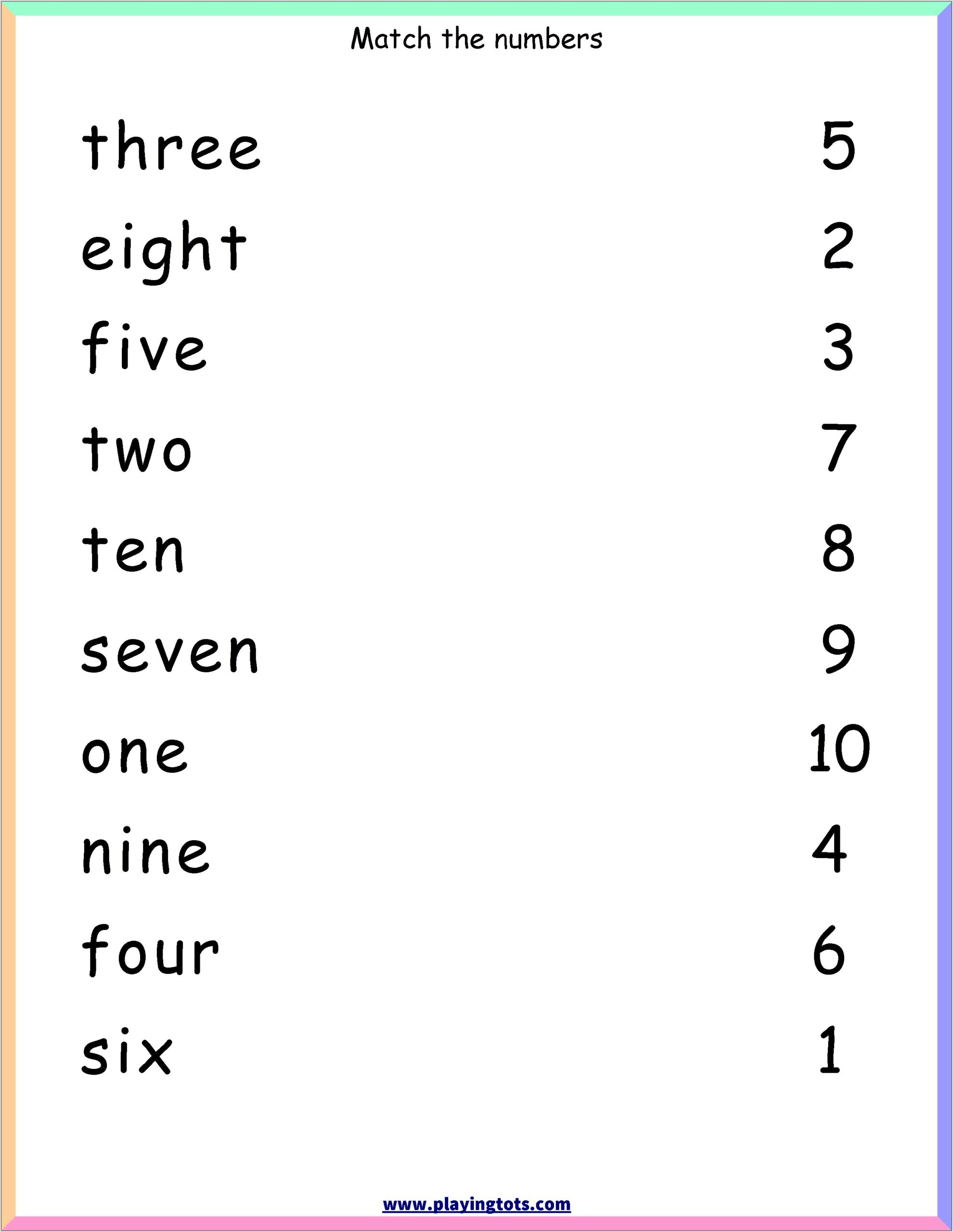 Worksheet Numbers To Words