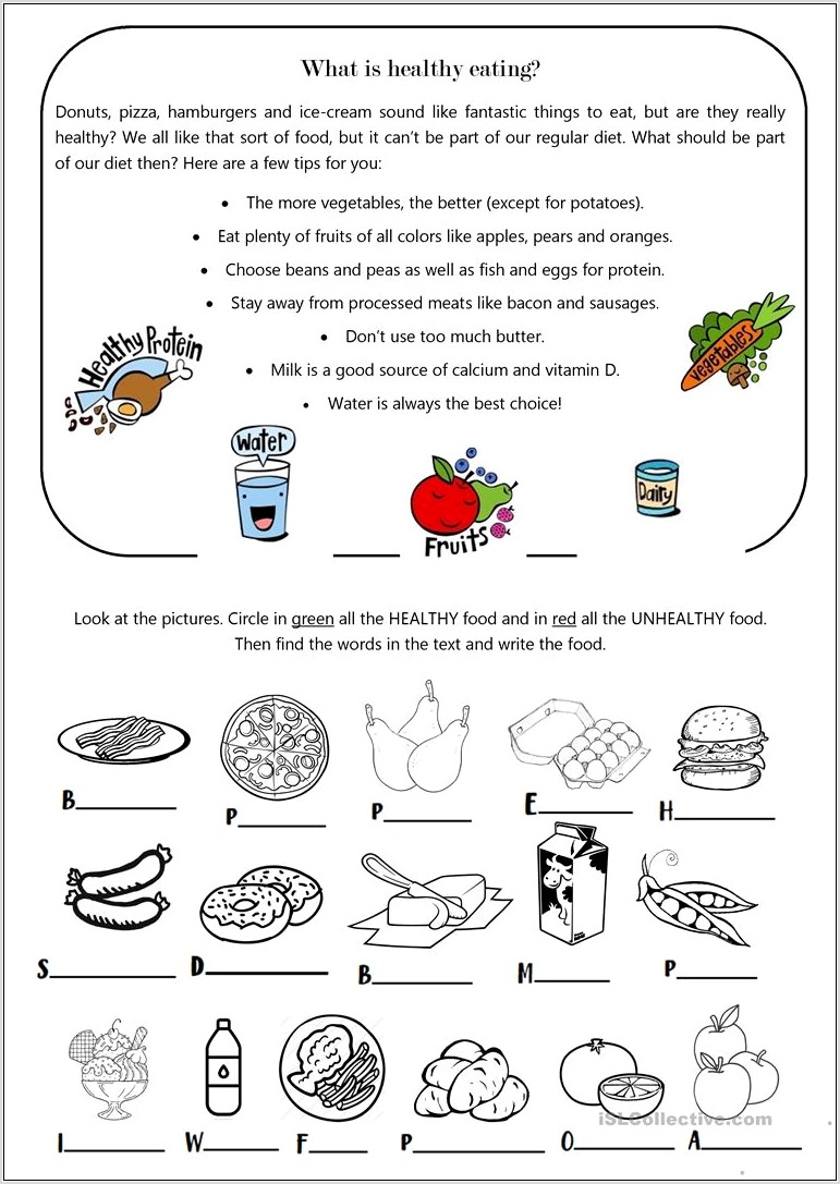 Worksheet On Food We Eat
