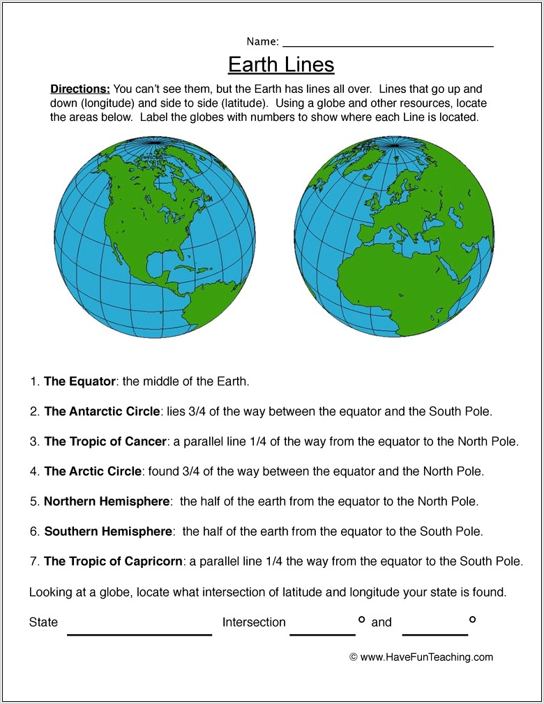 Worksheet On Globe And Map