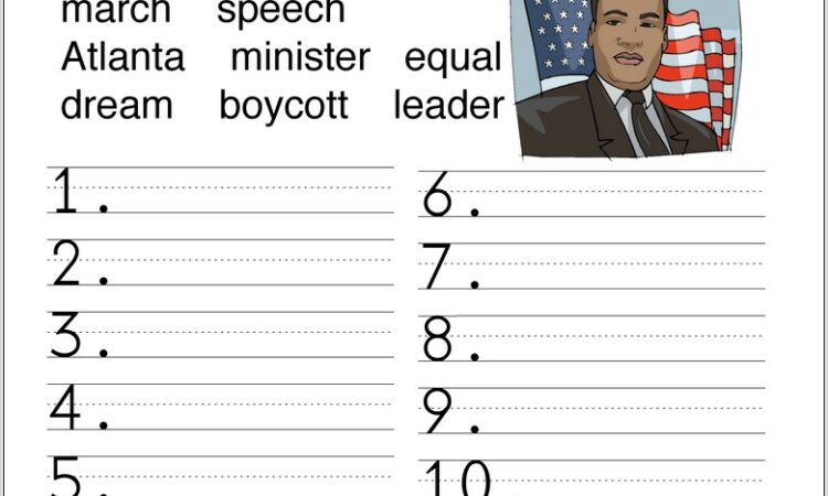 Worksheet On Martin Luther King Jr