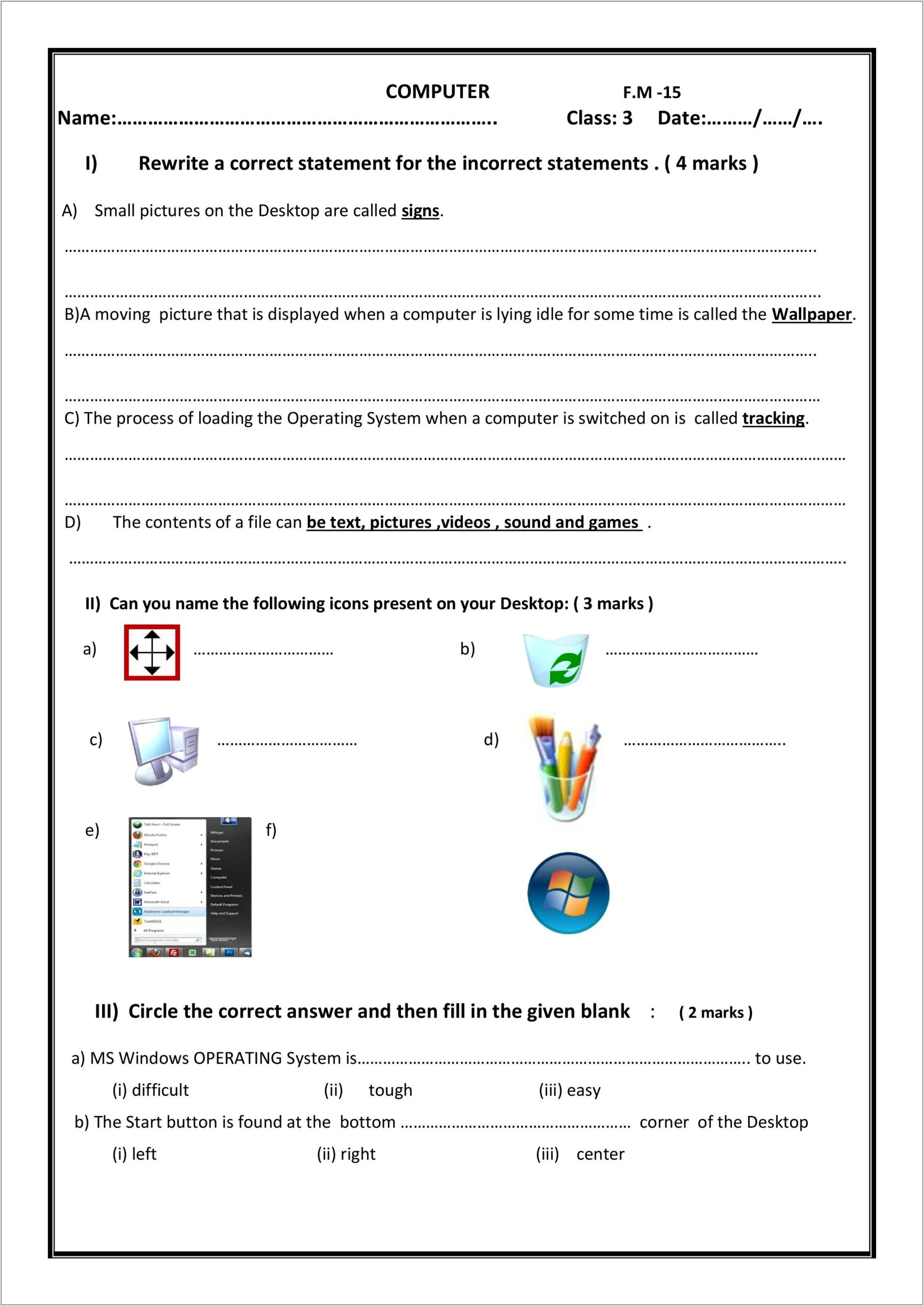 Worksheet On Number System Class 3