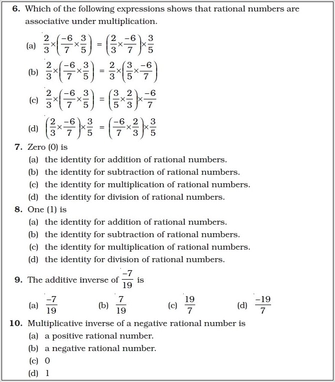 Worksheet On Rational Numbers For Class 8