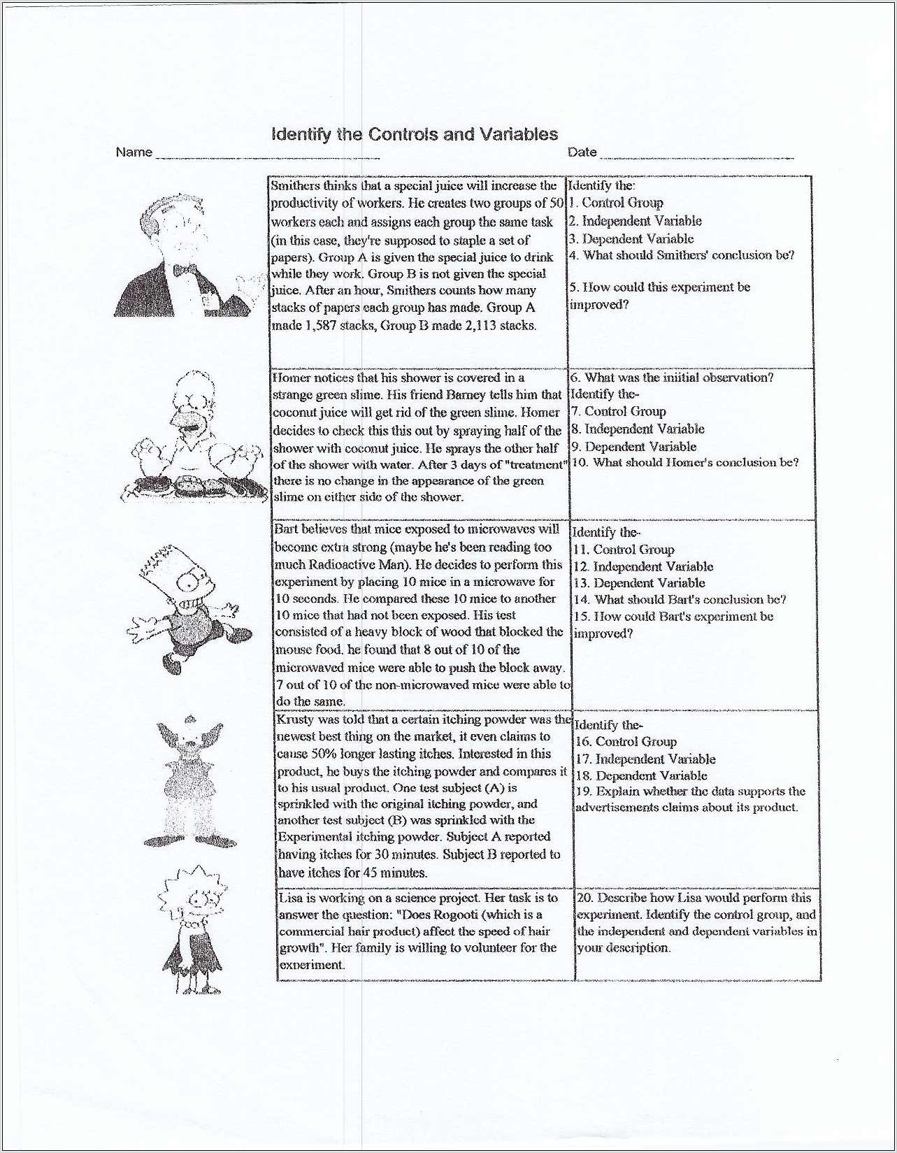 Worksheet On Scientific Method For High School