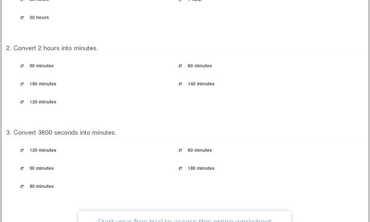 Worksheet On Time Conversion