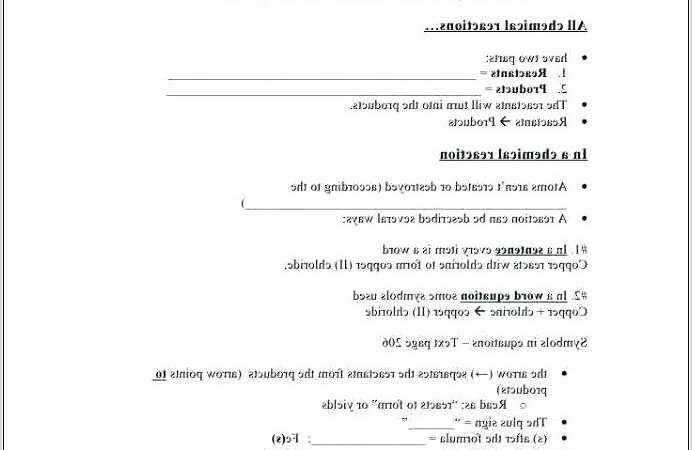 Worksheet On Word Equations Chemistry