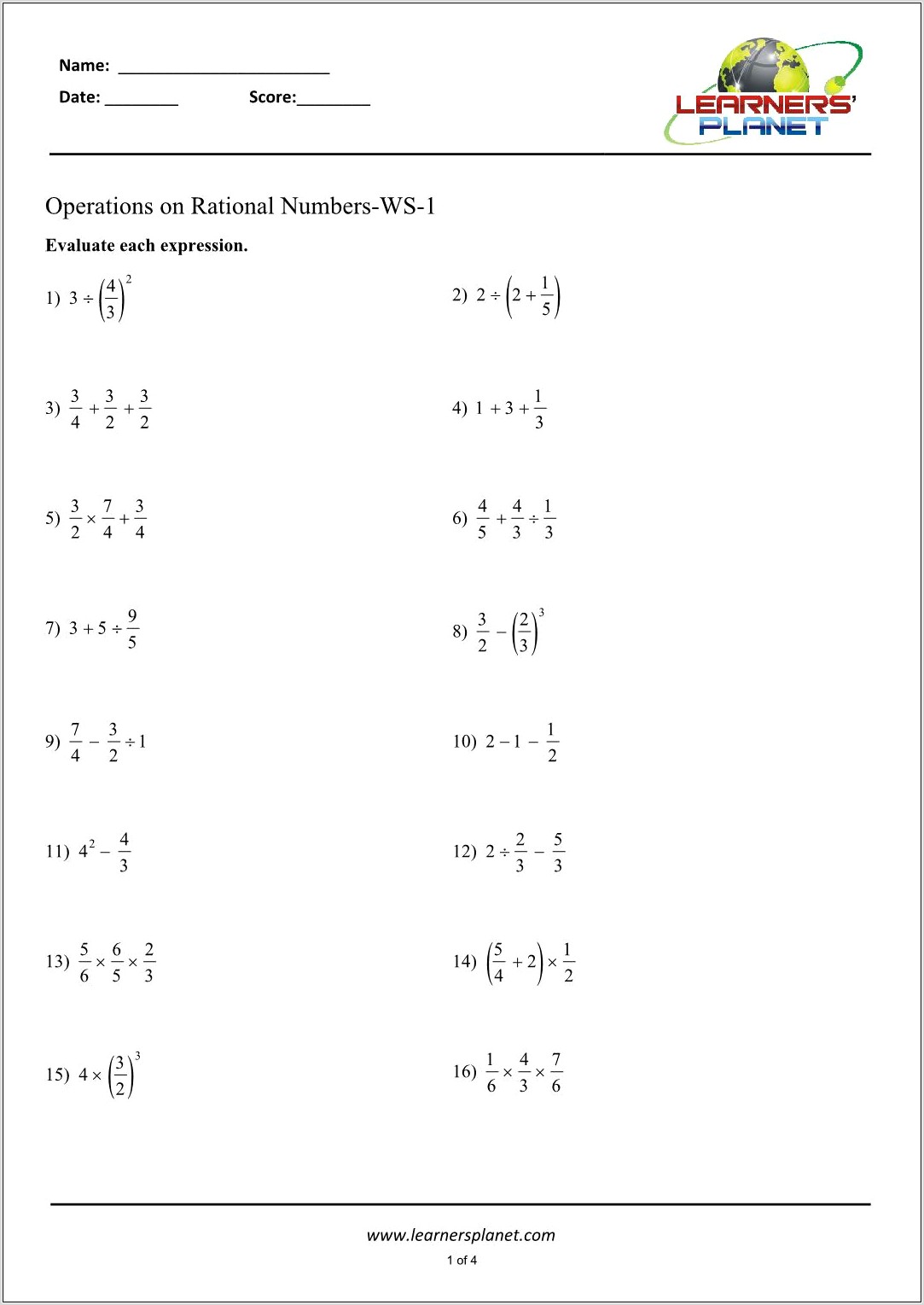 Worksheet On Word Problems On Rational Numbers