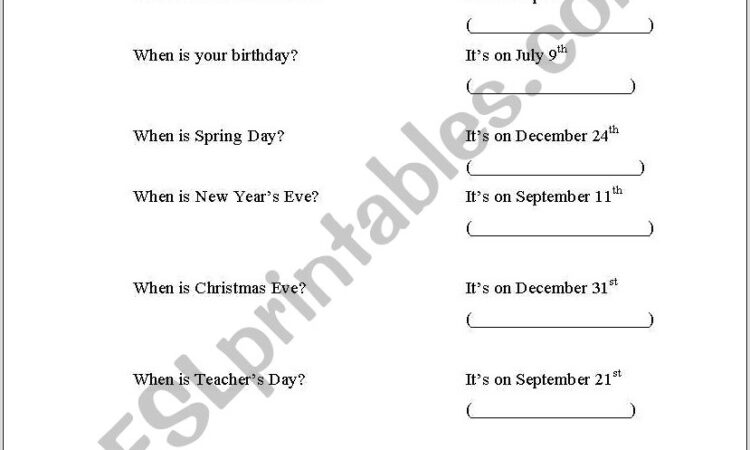 Worksheet Ordinal Numbers And Dates