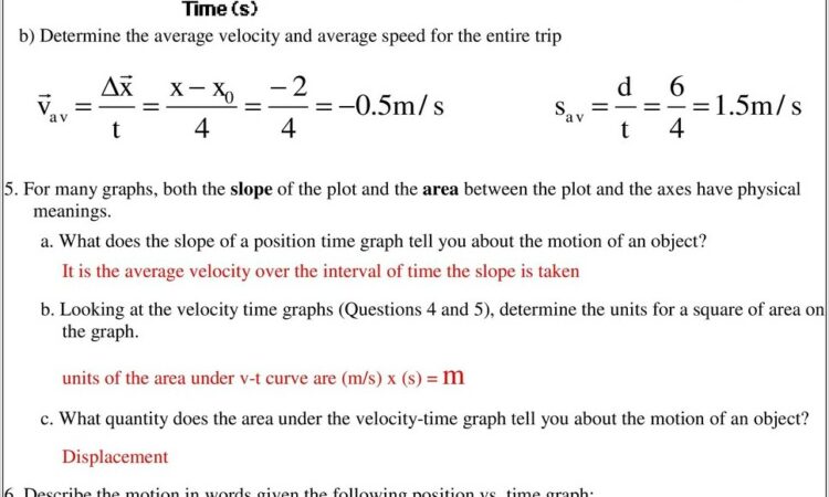 Worksheet Position Time Graphs