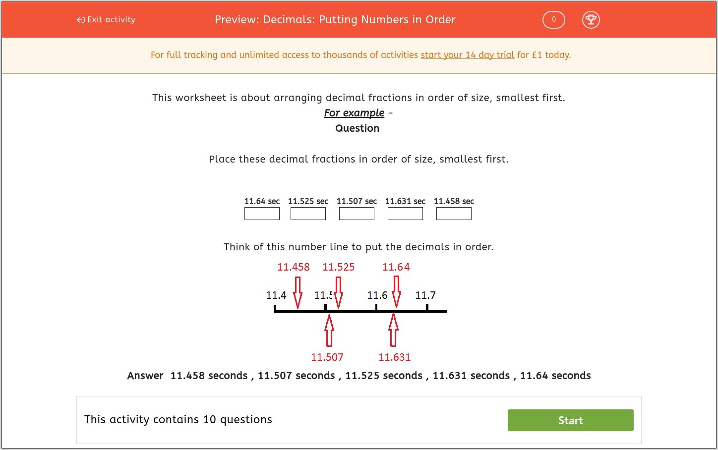 Worksheet Putting Numbers In Order