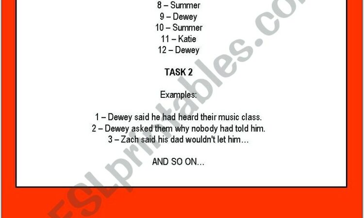 Worksheet School Of Rock Reported Speech