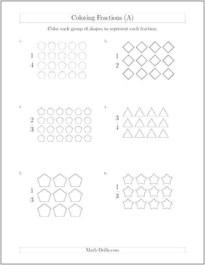 Worksheet Shading Fractions Of Shapes