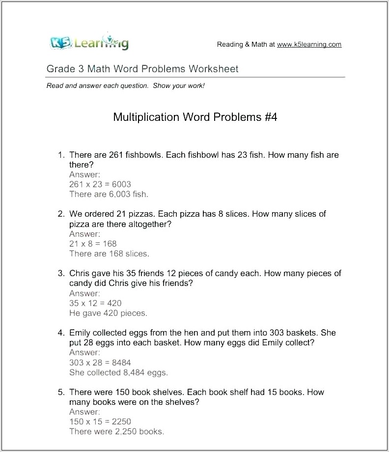 Worksheet Simple Division Word Problems